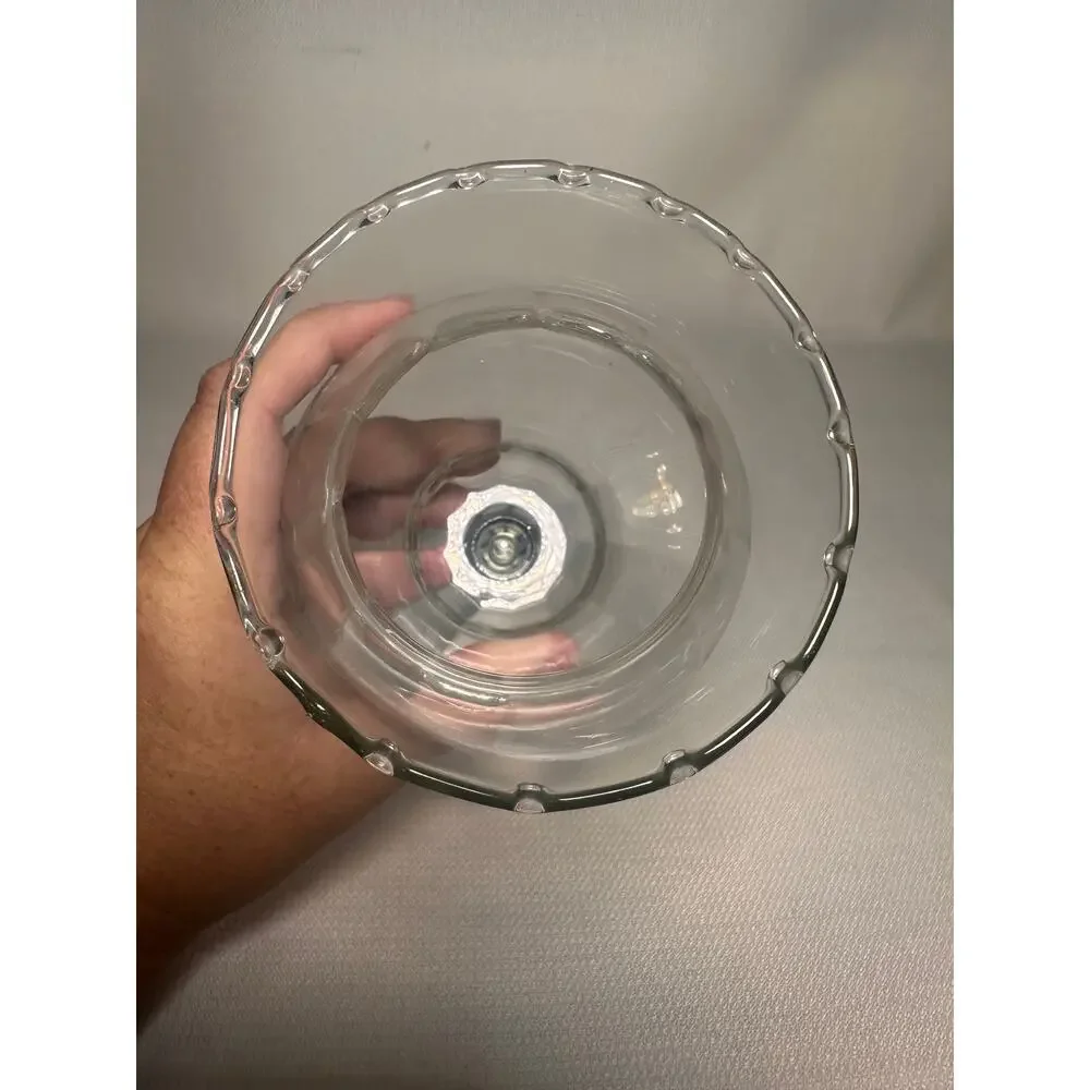 Vintage HomCo Clear Glass Votive Candle Holder Peg Cup Ruffled Edge USA